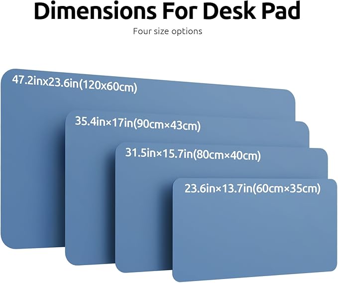 YSAGi Leather Desk Protector, Office Mat, Large Mouse Mat, Non-Slip PU Leather Blotter, Laptop Desk Pad, Waterproof Writing Pad for Office and Home (Sea Blue, 23.6" x 13.8")