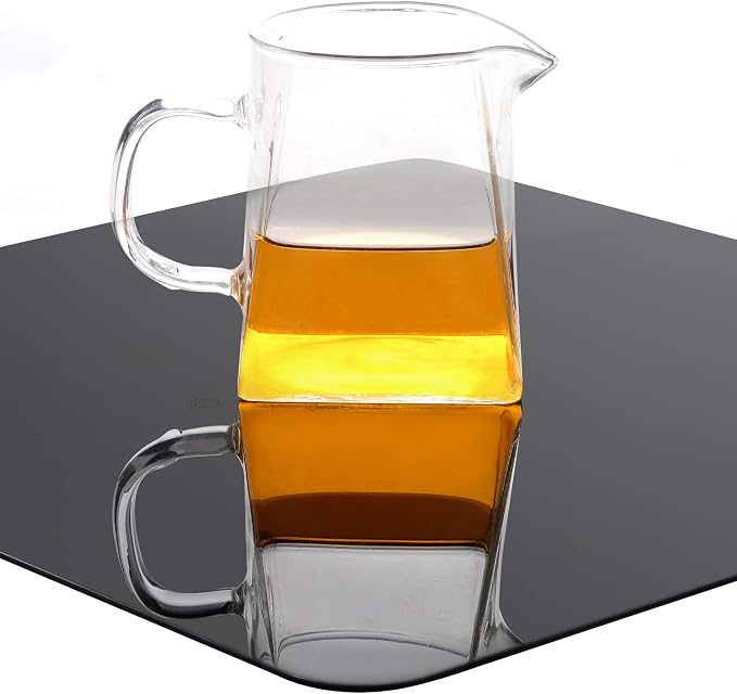 KINJOEK 12 x 12 Inch Acrylic White & Black Reflective Display Table Riser - Image 4