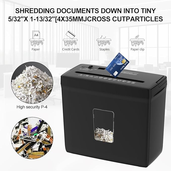 Woolsche Paper Shredder for Home,5 Sheet Desktop Cross Cut with 2.38-Gallon Basket Shredder,P-4 Security Level, 4-Mode Design, Shreds Paper/Credit Card - Durable, with Jam Proof Function for Home