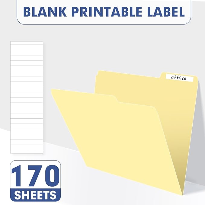 File Folder, PANDRI 170 Pack File Folder, 1/3 Cut Tab, Letter Size, Filing Folder for Office School Business, Manila