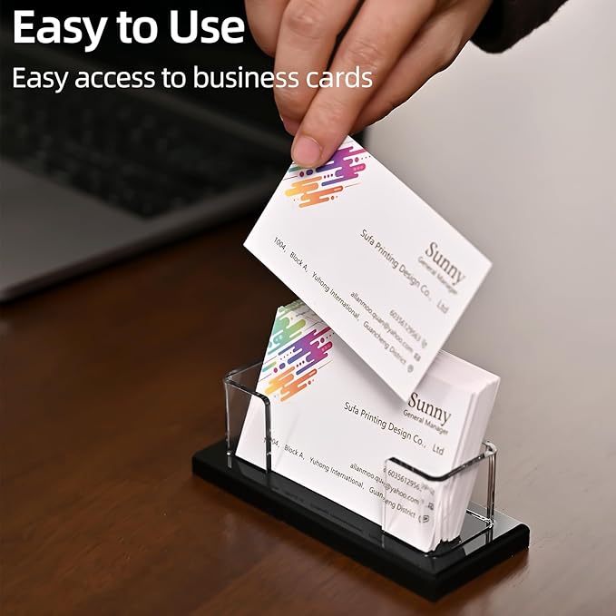 PecMuikee Business Card Holder for Desk，Acrylic Business Card Display Stand,Multiple Business Card Holders for Office, Exhibition, Home, Restaurant 1Slot 2 Pcs