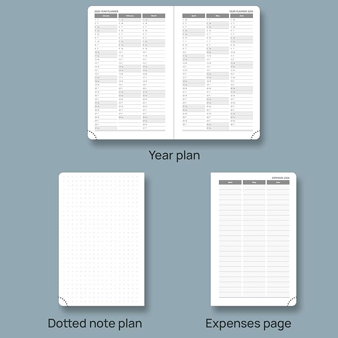 POPRUN 2026 Planner (Pocket Size 4''x 6.25'' Hardcover) - Small Calendar for Purse with Hourly Schedule & Vertical Weekly Layout, Monthly Calendars, 100 GSM - Black