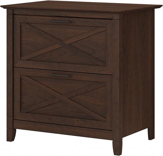 Bush Furniture Key West 2 Drawer Lateral File Cabinet in Bing Cherry
