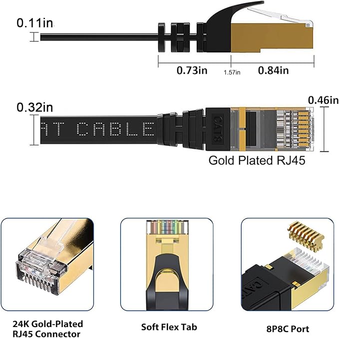 BUSOHE Cat8 Ethernet Cable 10FT 5 Pack Multi Color, Cat-8 Flat RJ45 Computer - Image 4