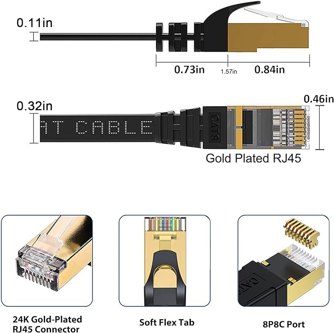 BUSOHE Cat8 Ethernet Cable 15FT 5 Pack Multi Color, 40Gbps 2000MHz Cat-8 Flat - Image 5