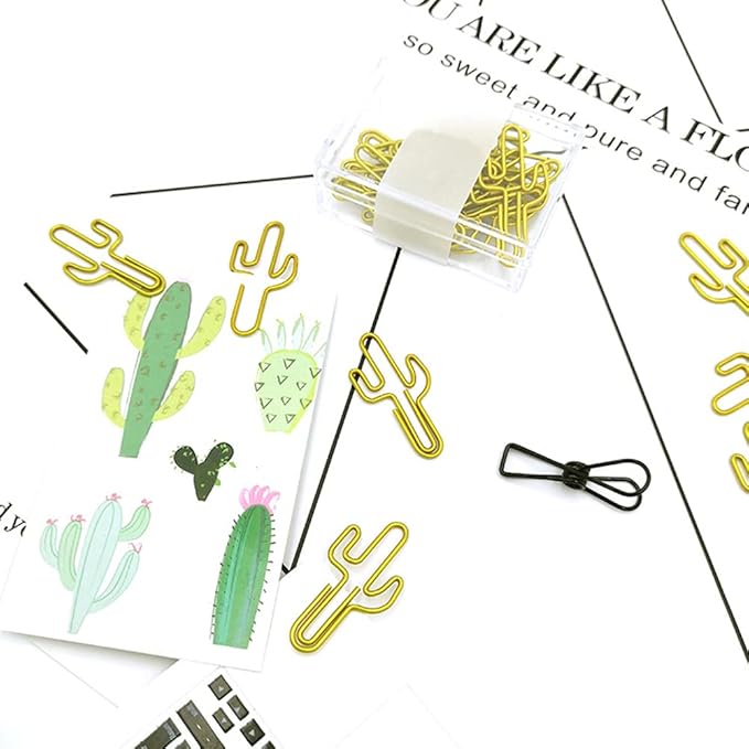 Cute Cactus Paper Clips - 30 Pack Creative Decoration for Home, School and Office by JruiZhp