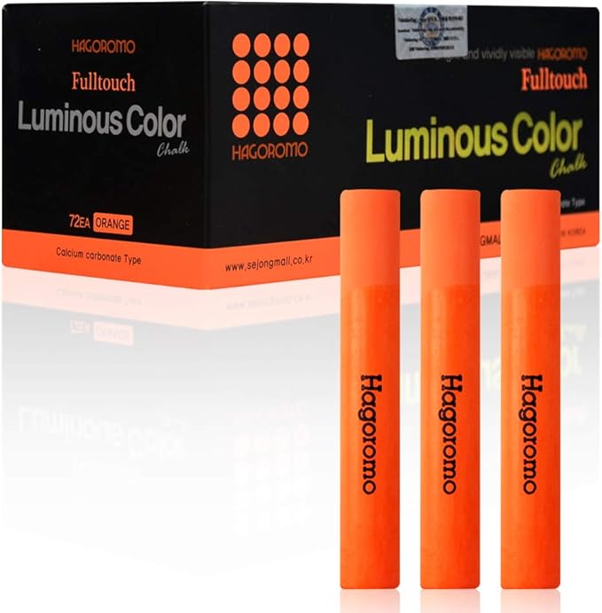 Hagoromo Fulltouch Luminous Chalk 1 Box, Non-Toxic, Dustless [72 Pcs/Orange]
