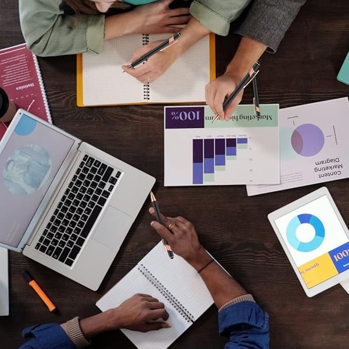 12 PCS 2 in 1 Stylus Ballpoint Pen with Stylus Tip, 1.0 mm Black Ink Metal Pen Stylus Pen for Touch Screens (Rose Gold & Gray)