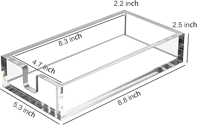 HIIMIEI Acrylic Napkin Holder for Bathroom, Acrylic Guest Towel Holder, Bathroom Napkins Guest Disposable Holder, Hand Towel Tray for Kitchen, Parties, Weddings, Party, Hotel, Restaurant（Clear）