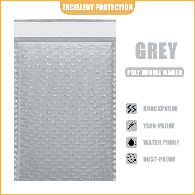 14.25in x 19in Bubble Mailer, Gray Poly Mailer, Padded Envelope, Shipping Envelope, Waterproof, Self-Sealing, For Small Business, Shipping, Mailing, Boutique Packaging(10PCS)