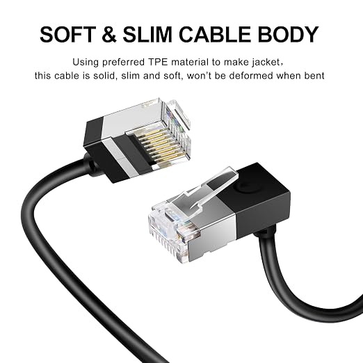 90° Downward Angled Cat 6A Ethernet Ultra Slim Cable 25 Feet 2Pack, Flexible - Image 2
