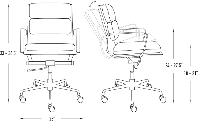 Laura Davidson Furniture SOHO II Padded Management Office Chair - Mid Back Desk Chair with Arm Rest, Swivel & Cushion Availability, Made of Faux Leather, White, Computer Chair