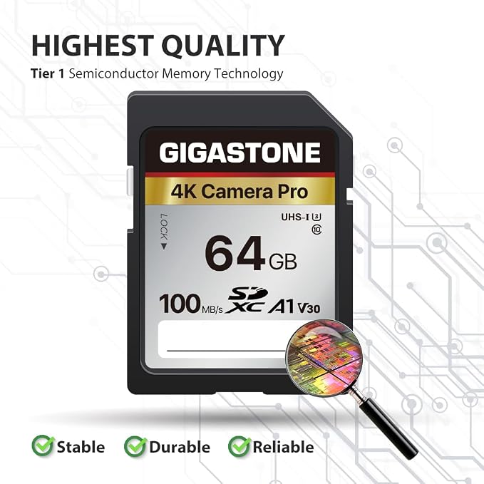 【5-Years Data Recovery】 GIGASTONE 64GB SD Card 2-Pack, 4K Camera Pro, UHS-I A1 - Image 7