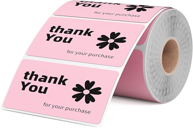 2.25x1.25 Inch Thermal Labels Pink, Holographic Sliver Barcode Thermal Labels for Thermal Printer and Small Business, Multi-Purpose Rectangle Stickers, 500 Sheets/Roll