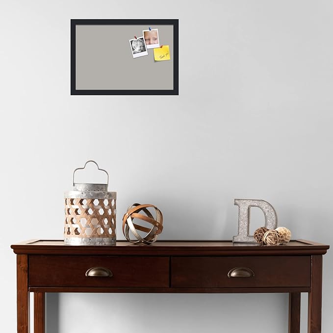 PinPix 18x12 Inch Cork Bulletin Board. This Decorative Framed Pin Board Comes with Dark Stone Design and a Satin Black Frame. Ideal for Home Office Decor or Message Board (PinPix-1808)