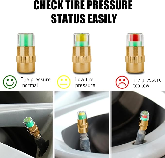 Yourkar 8 PCS Tire Pressure Monitor Valve Stem Caps, 2.4Bar 36PSI Car Tire - Image 5