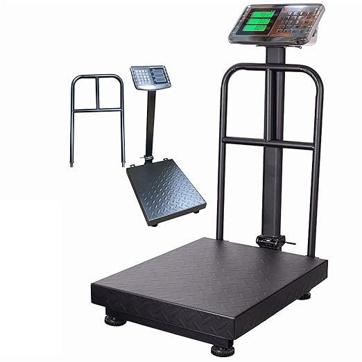660LB Industrial Platform Scale with Removable Guardrail LB/KG Weight Computing Digital Scale Floor Platform Scale Perfect for Postal Luggage Shipping Mailing Weighing