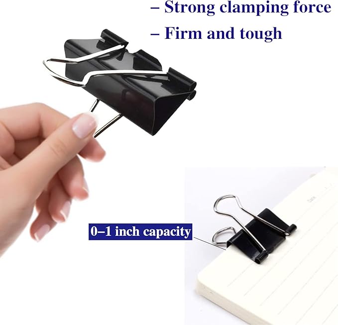 Large Binder Clips 2 Inch (72 Pack), Extra Large Binder Clips Big Paper Clamps Giant Clips for Office and Home Supplies, Black