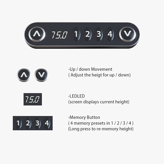 Electric Height Adjustable Standing Desk, 63 x 30inches Height Adjustable Computer Desk Sit Stand Desk Home Office Desks with Splice Board