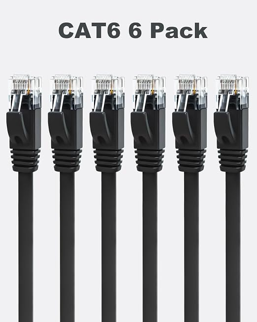Yauhody CAT 6 Ethernet Cable 7ft 6-Pack Black, High Speed Solid Flat CAT6 - Image 8
