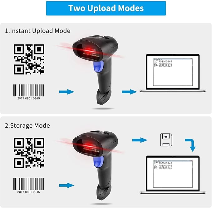 NetumScan Bluetooth QR Barcode Scanner with Stand, 3 in 1 Wireless 1D 2D Bar Code Scanner USB Image Bar Code Reader for Computer, Tablet, iPhone, iPad, Android