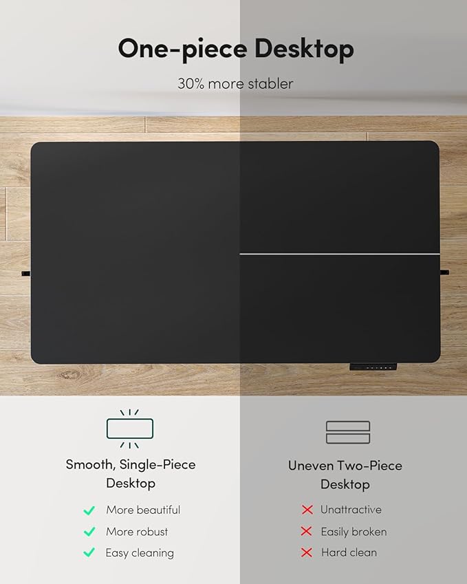 FEZIBO One-Piece Standing Desk Adjustable Height Stand up Home Office Desk, 32x24 Inch Electric Standing Computer Desk, with 4 Memory Presets, Fixable casters, Black