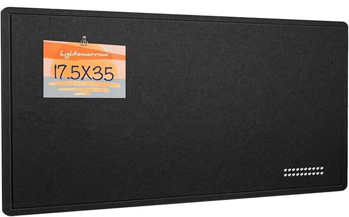 Bulletin Board, 35 x 17 1/2 inches Felt Board - Decorative Pin Board, Cork Board Alternative for Wall, Foldable Picture Board Self-Adhesive Vision Board Prayer Board with 20 Pushpins Black
