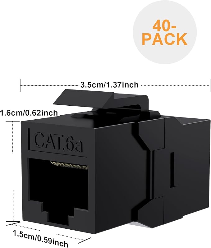 40 Pack CAT6A RJ45 Keystone Couplers, Ethernet Keystone Jack Female to Female - Image 2
