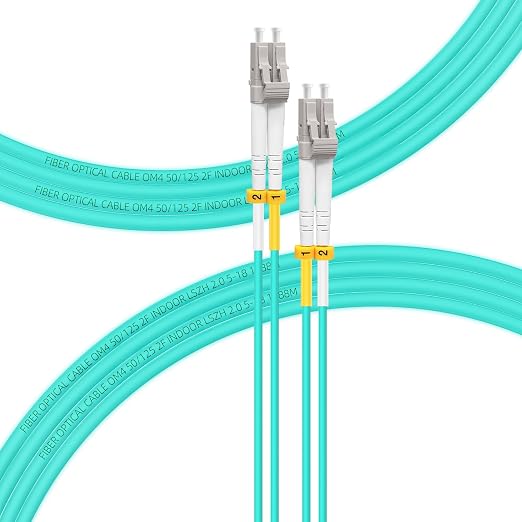 FLYPROFiber- 15M-1Pack OM4 LC to LC Fiber Patch Cable Multi Mode, MM Fiber by FLYPROFiber