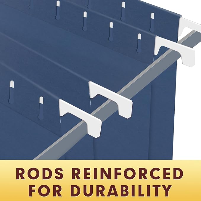 HERKKA Hanging File Folders, 60 Pack Reinforced Letter Size Hanging Folders, Designed for Bulky Files, Filing Cabinet, 1/5-Cut Adjustable Tabs (Blue)