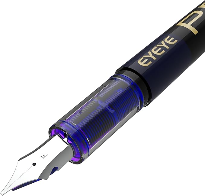 EYEYE Disposable Fountain Pens Fine Point, 4 Black 4 Blue Fountain Pens or Writing, Stainless Steel Nib, Smooth Writing for Calligraphy, Journaling, Drafting, Sketching, Doodling & Office Supplies