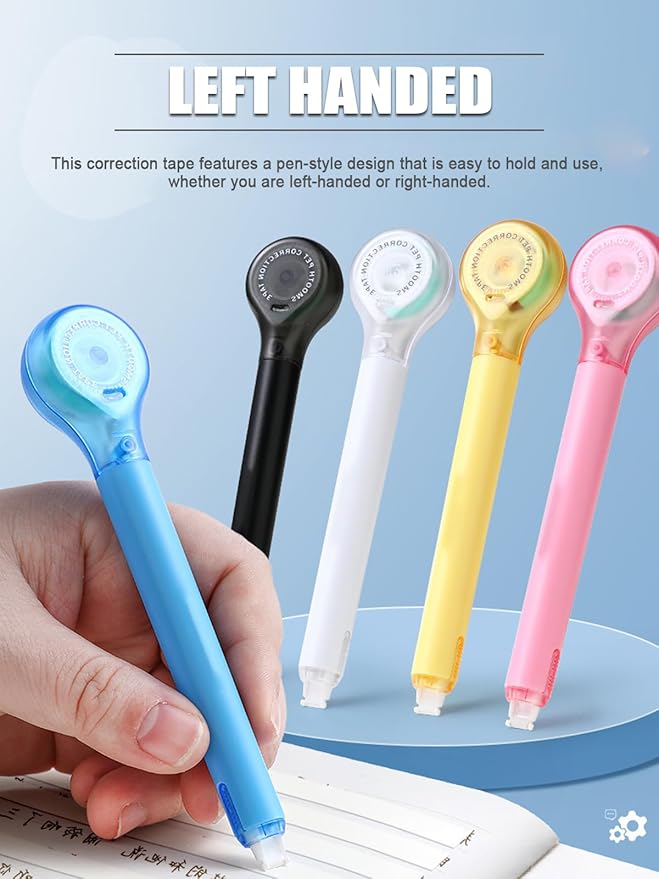 5pcs Correction Tape Pen, White, 1/5" x 236", Push-pull Protectiv