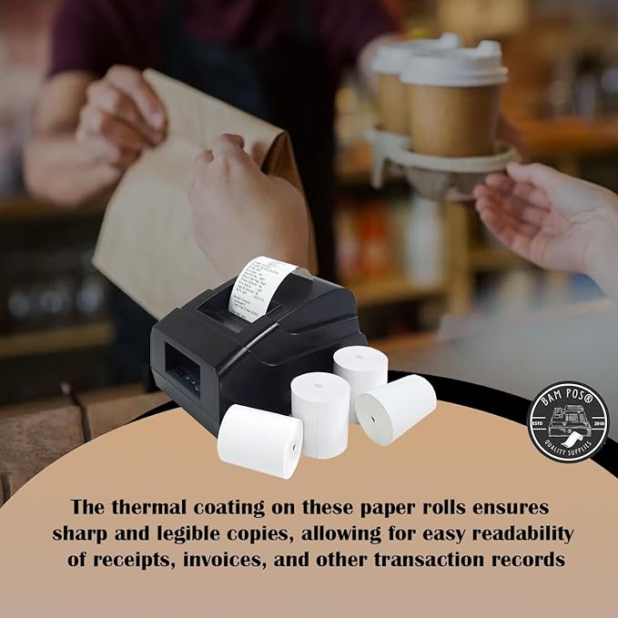 3 1/8 x 190 Thermal Receipt Paper Rolls For Most POS Systems and Receipt Printers, Compatible With Clover Station, Square Station, Toast Station, TM-T88, TSP Series (30 Rolls)