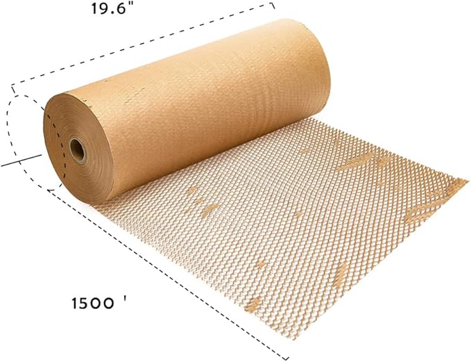 Honeycomb Cushioning Wrap Paper Roll 20" x 1500' Expanding Honeycomb Kraft Packing Paper for Gift Moving Packing