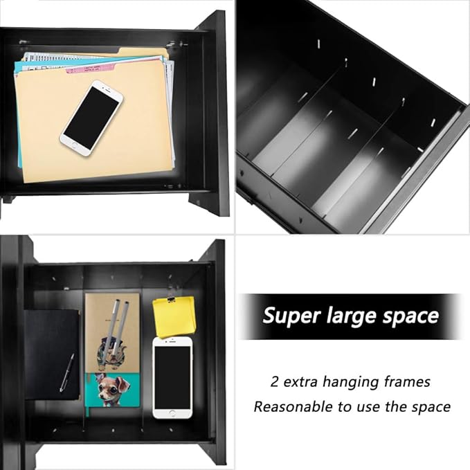 Superday Black 3 Drawer Mobile File Cabinet, Metal Rolling Vertical File Cabinet with Drawers, Small Under Desk Lateral Cabinet for Office and Home, Fully Assembled Except Wheel(B)