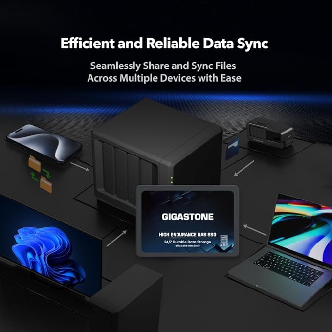 Gigastone 512GB NAS SSD Drive (2-Pack) 24/7 Durable TLC High Endurance RAID Data Storage Network Attached Storage 2.5" SATA Internal Solid State Hard Drives