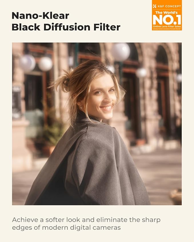 K&F CONCEPT 77mm Black Diffusion 1/2 Filter Mist Cinematic Effect Filter - Image 2