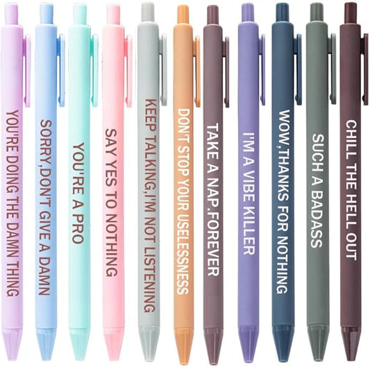 Funny Pens Set for Adults, Swear Word Daily Ballpoint Pen, Premium Novelty Pens Set Days of The Week Pens Dirty Cuss Word Pens for Each Day Funny Office Gifts for Coworkers (J)