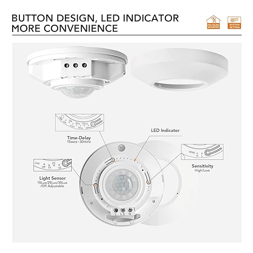 RAYZEEK Ceiling Mount Motion Sensor, 360 Motion Sensor, Occupancy Sensor Switch - Image 2