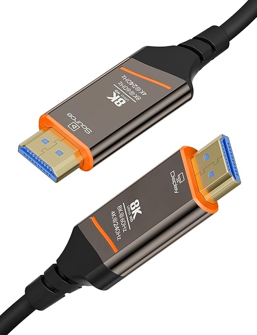 Fiber Optic HDMI Cable 15FT, 8K HDMI 2.1 Cable, High-speed 48Gbps, Support by DICEKOO