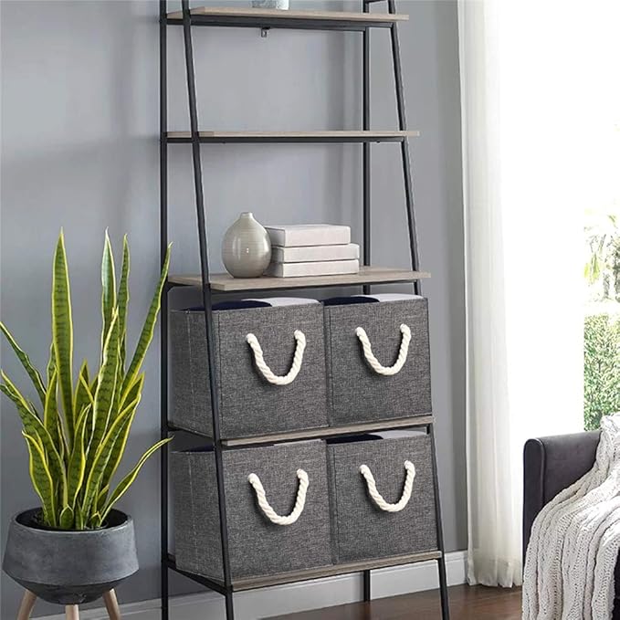 Gray Foldable Polyester Fabric Storage Bins Cube Organizers,10.5x10.5x11inch,for Organizing The Clutter In The Home or Office,Set of 4,Q-ST-59-4