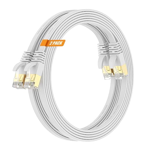 Cat7 20FT Ethernet Cable Flat-White-10Gbps Ultra Slim High Speed Gold-Plated - Image 9