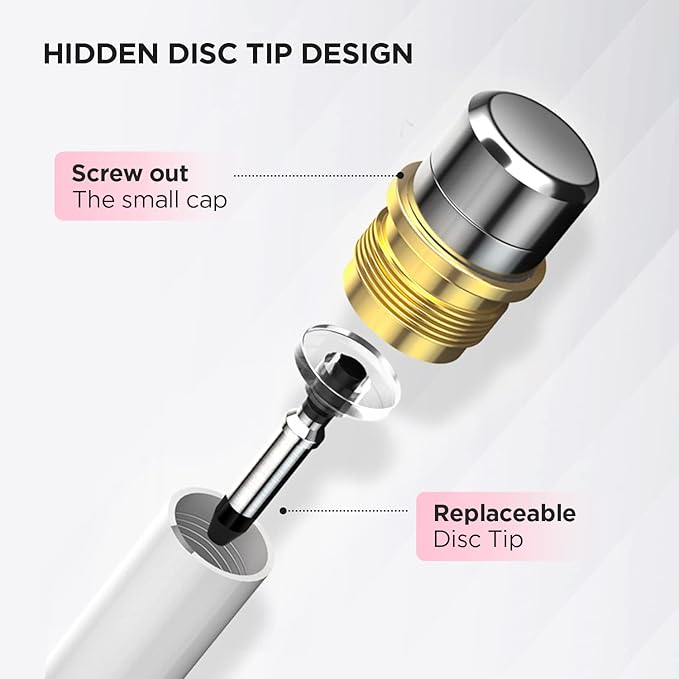 Pen for Tablet, Capacitive Disc Tip Stylus Pencil & Magnetic Cap Compatible - Image 3