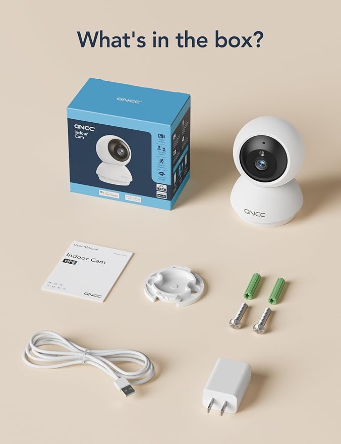 GNCC 2K WiFi Cameras for Home Security, Security Camera Indoor, Baby/Pet Camera - Image 7