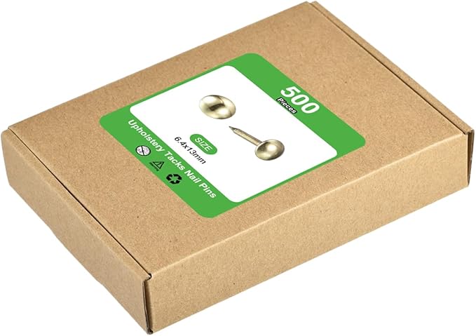 uxcell Upholstery Tacks Nail Pins Furniture, 100Pcs 6.4x13mm Thumb Tack Pins Assortment Kit Carbon Steel for Home Sofa DIY Decorative Nail Heads Nails, Gold