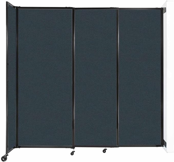Wall-Mounted Sliding StraightWall Room Divider | Adjustable Widths | Locking Wheels | Room Separator | Up to 7'2" Wide x 6'10" Tall Blue Spruce Fabric Panels