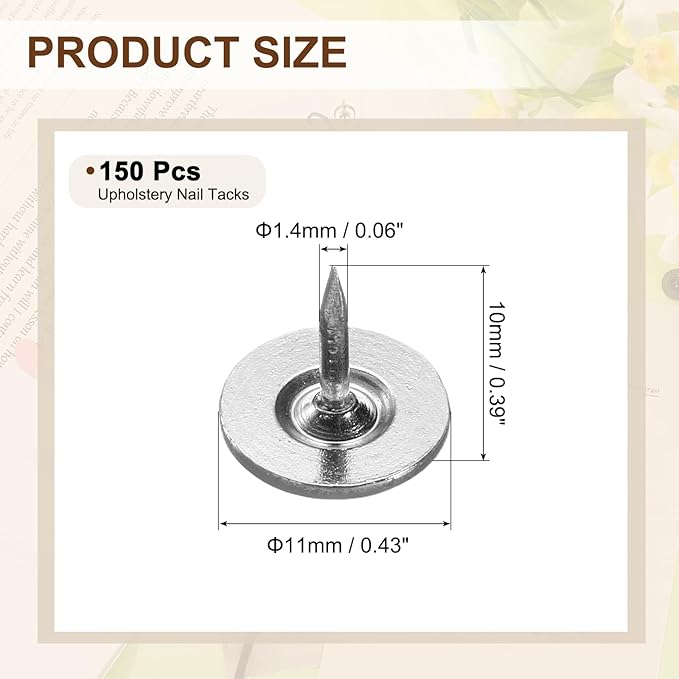 uxcell 150Pcs Upholstery Tacks, 11mmx10mm Flat Head Thumb Tack Decorative Furniture Nails Push Pins for Furniture Sofa Headboards, Black