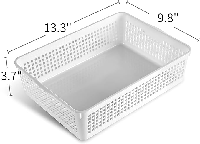 A4 Size Plastic Storage Basket,Desktop File Paper Letter Organizer Tray, 6-Packs (White)