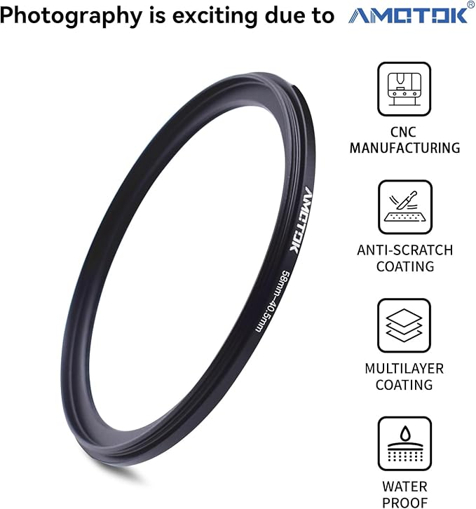 58mm Lens to 40.5mm Camera Lens Adapter, 58mm-40.5mm Filter Step-Down Ring - Image 2