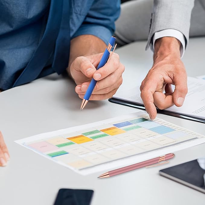 12 PCS 2 in 1 Stylus Ballpoint Pen with Stylus Tip, 1.0 mm Black Ink Metal Pen Stylus Pen for Touch Screens (Rose Gold & Light Blue)